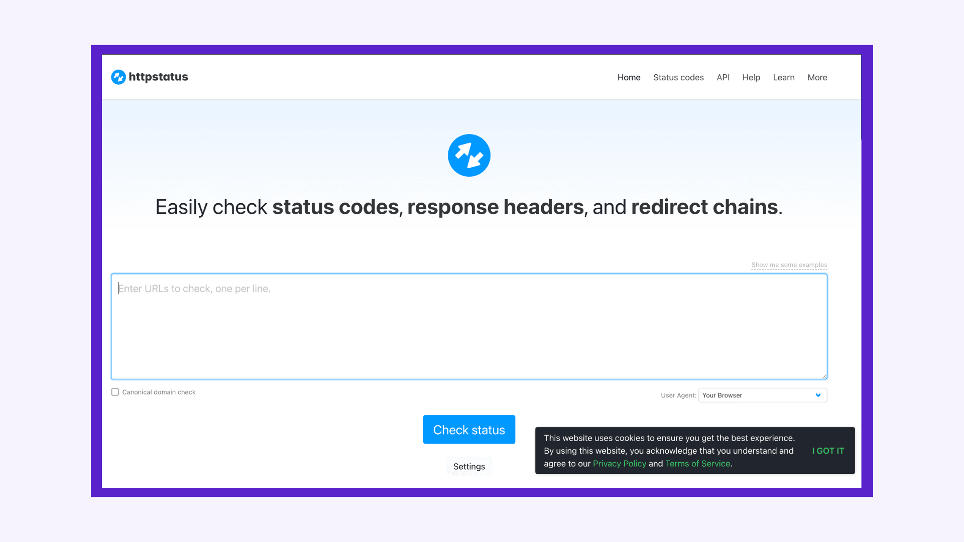 Screenshot of httpstatus.io