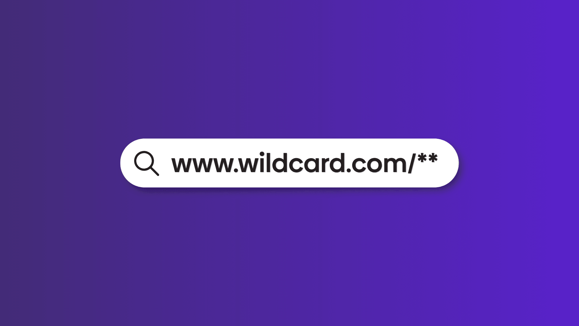 Graphic with a search bar showing a URL with wildcards used.