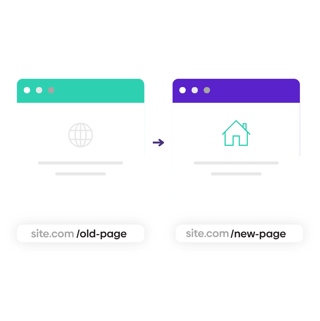 Graphic showing a website redirect from one page to another.