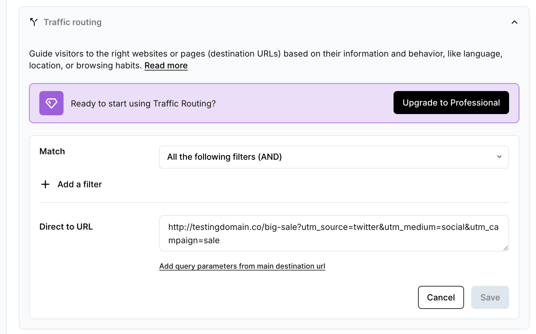 Screenshot showing traffic routing.