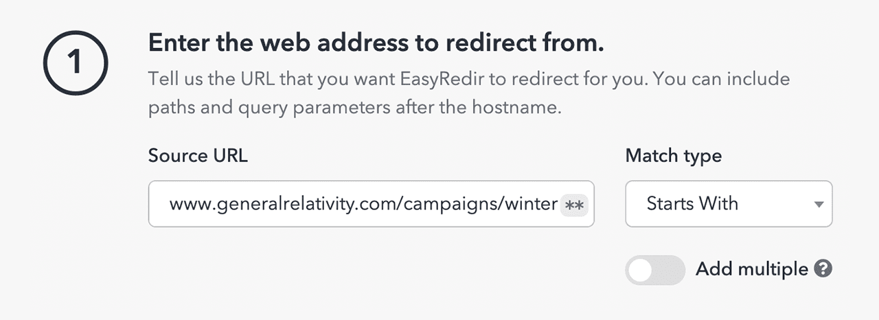 EasyRedir partial path matching starts with