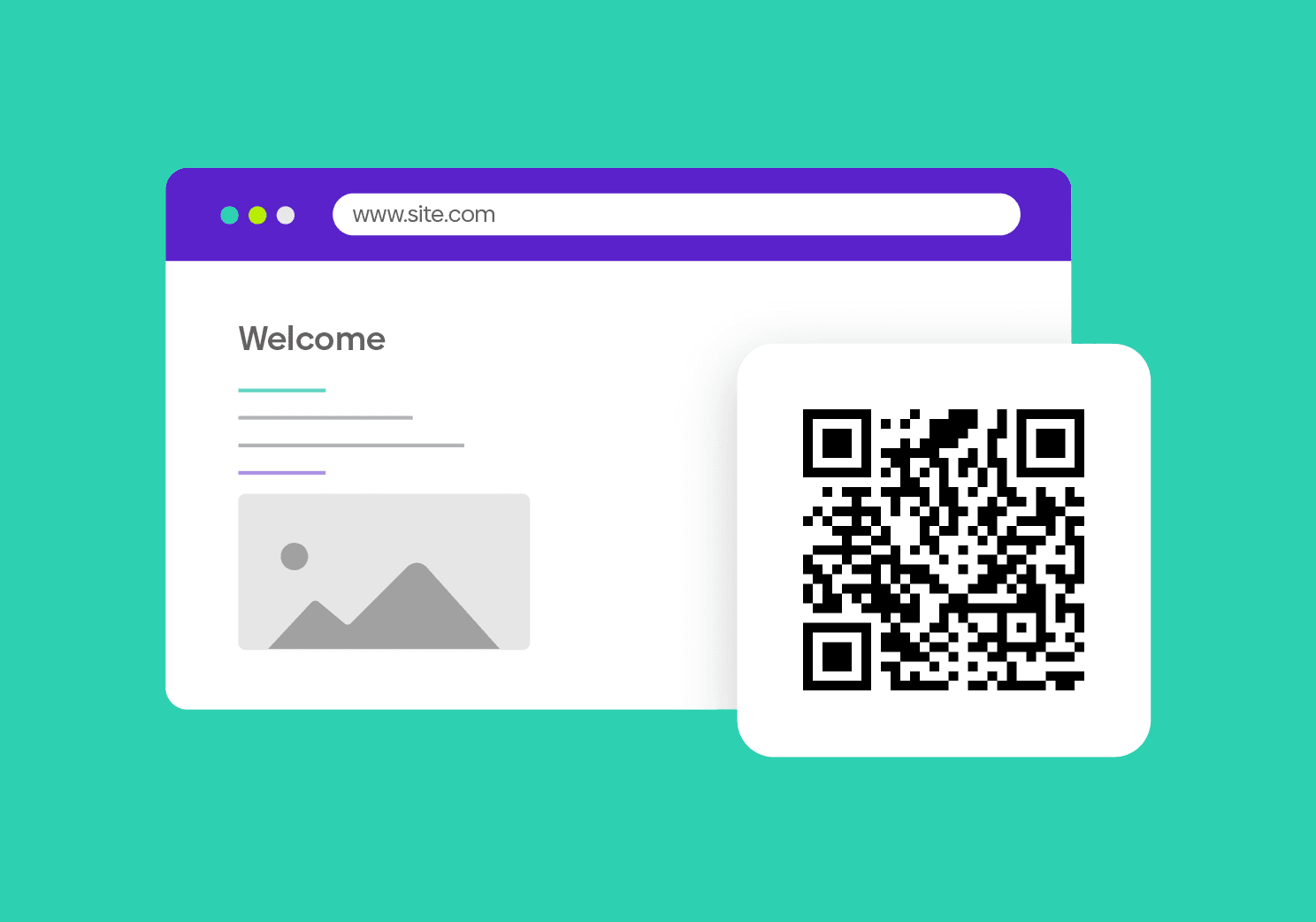 Graphic showing design concept of website in combination with a QR code