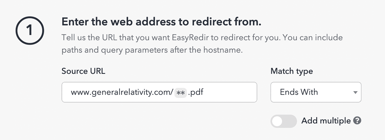 EasyRedir partial path matching ends with
