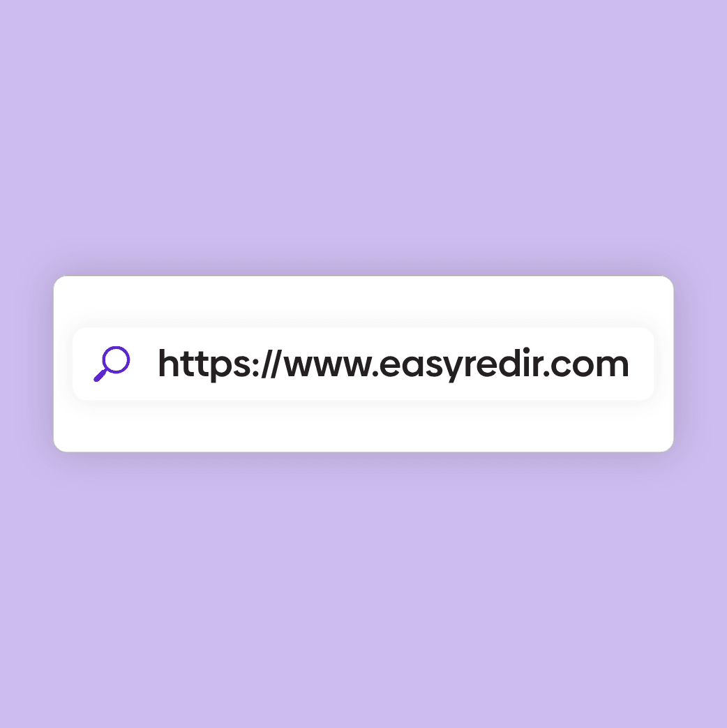 Graphic showing a search bar filled in with "https://www.easyredir.com".