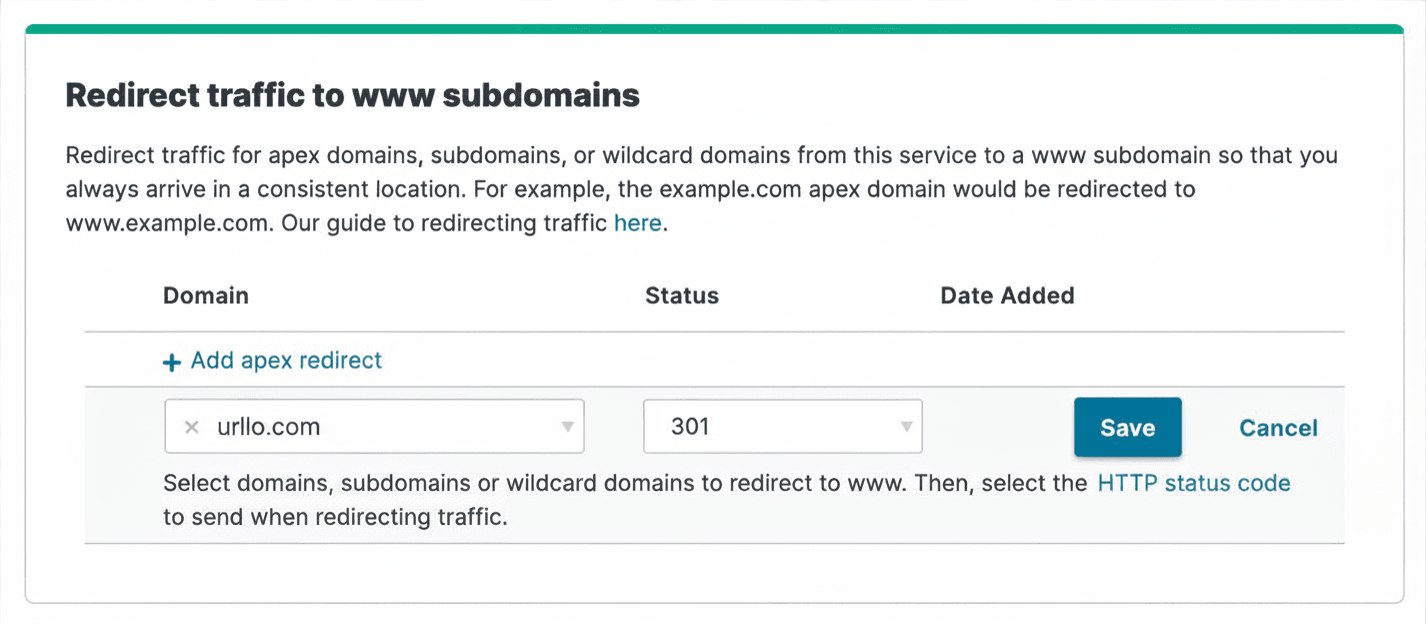 Screenshot showing how a redirect looks at the CDN level.