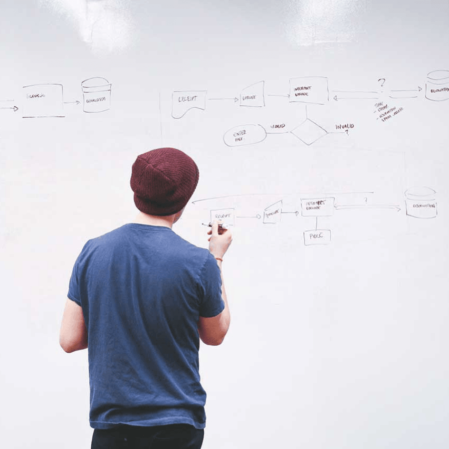 Image showing a person planning redirects on a whiteboard.