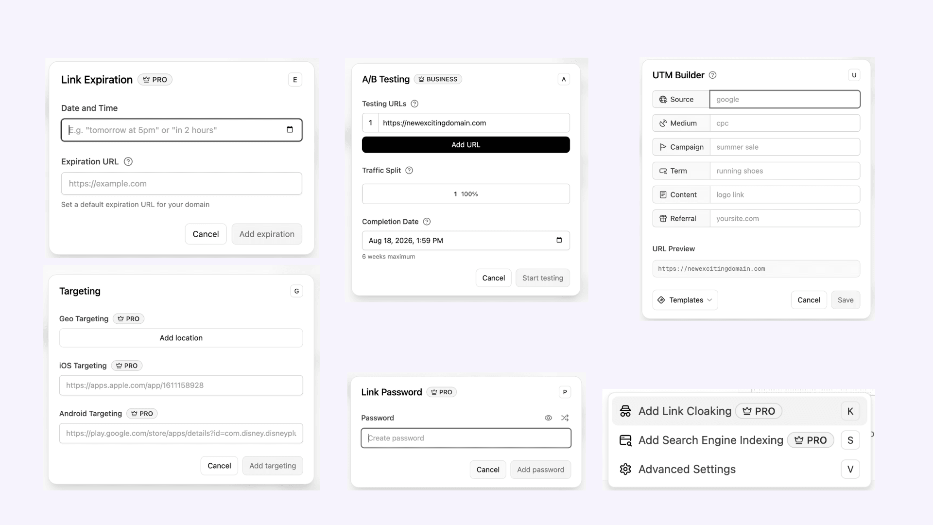 Graphic showing various features available.