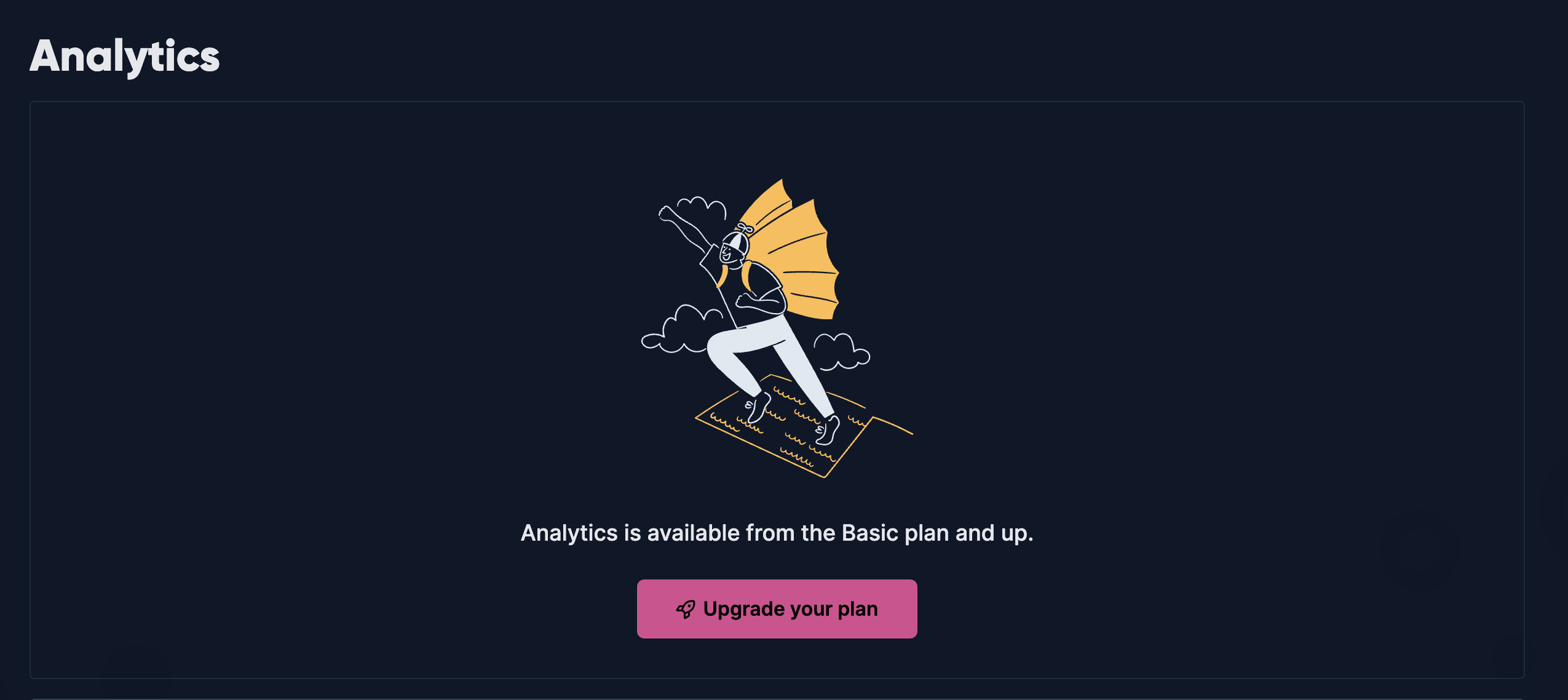 Screenshot showing analytics paywall in redirect.pizza dashboard.