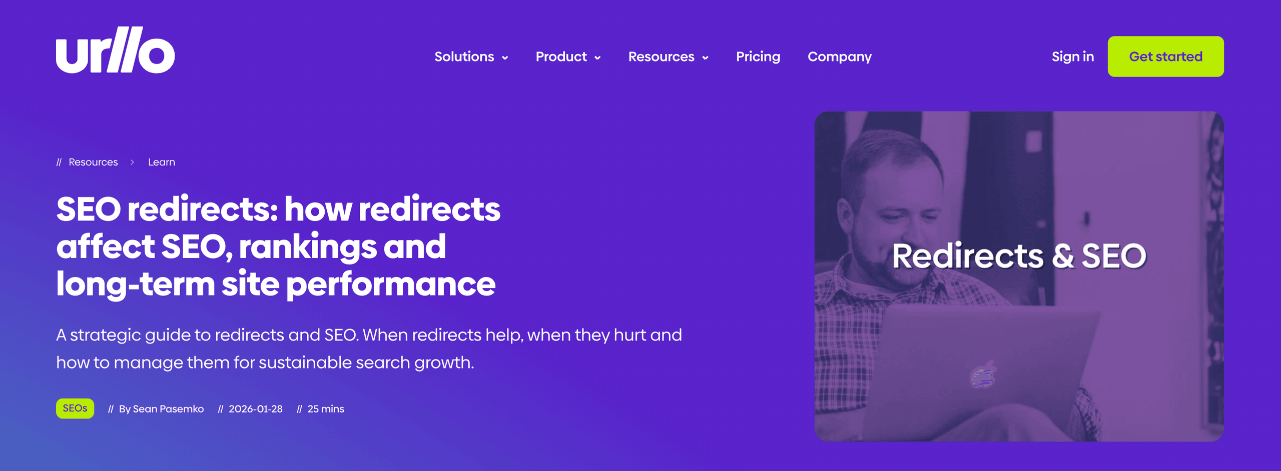 Screenshot from urllo SEO redirect blog.