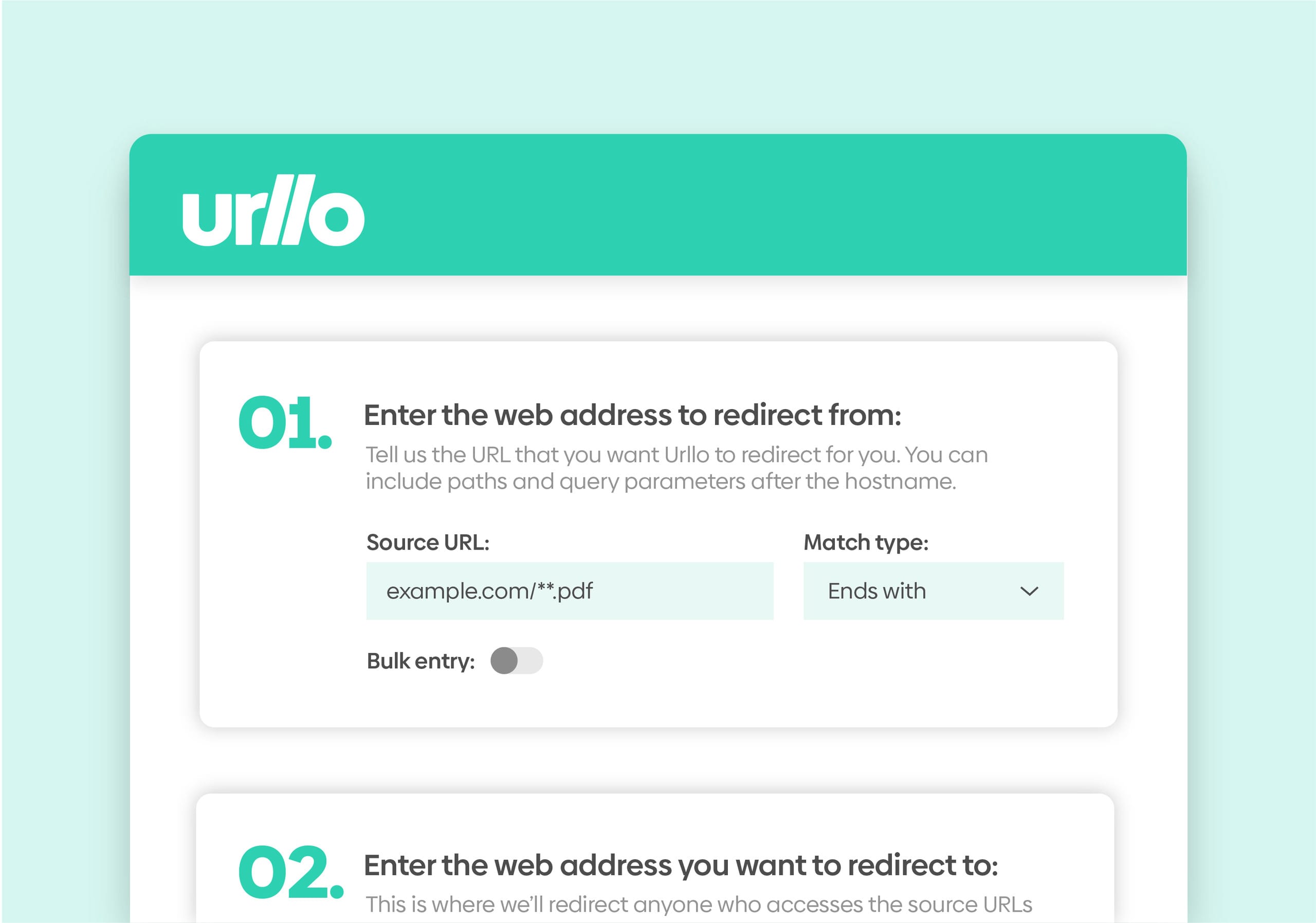 Graphic showing how to create a redirect in urllo.