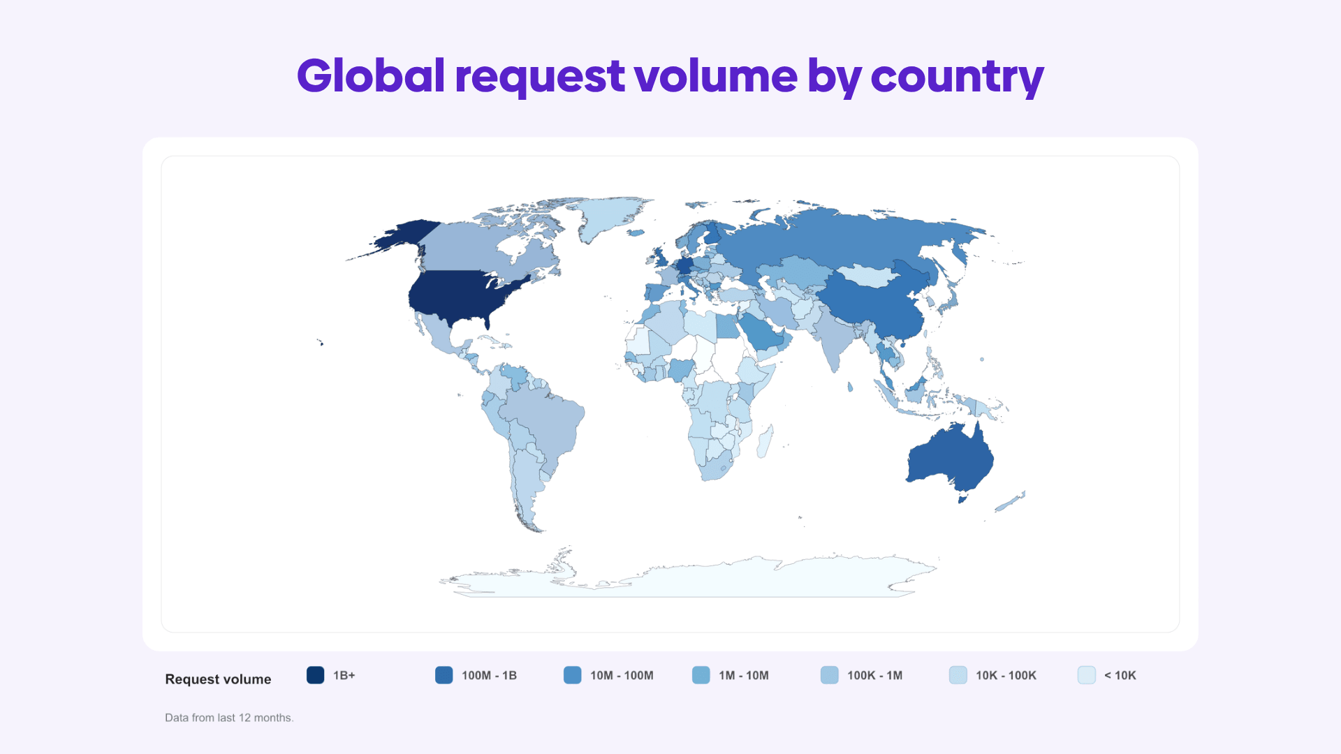 Graphic showing a map of the world and the global request volume served by urllo.