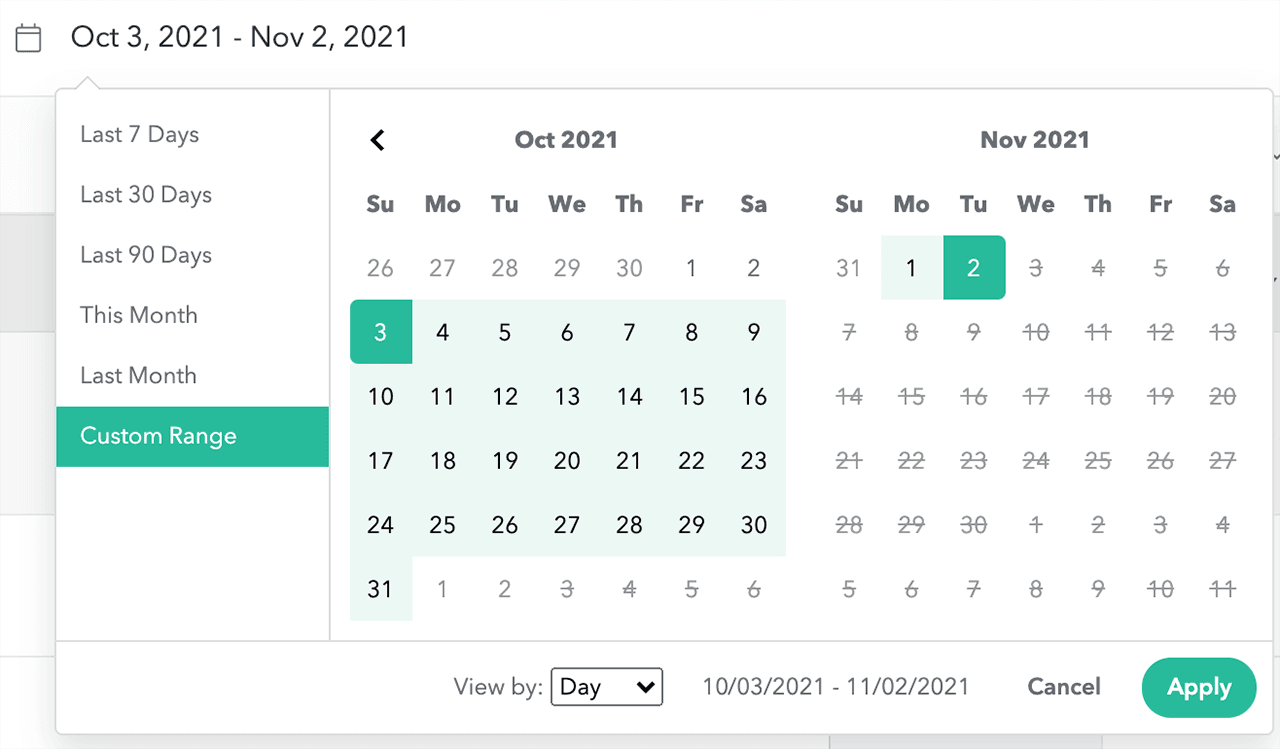EasyRedir detailed analytics date picker